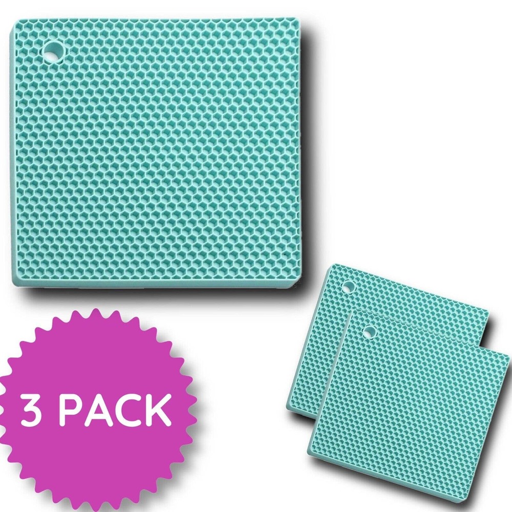 Countertop Trivet Square Pads Heat Resistant Table Placemats 3 Pack Silicone